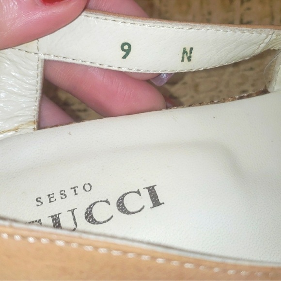 090. Sesto Meucci of Florence Italian gold wedges size 9 - Picture 7 of 8
